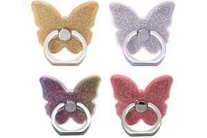 BCBF 4 Pièces Papillon Anneaux de Support pour Téléphone Portable 360 Degrés Rotation Anneau de Téléphone Portable, Téléphone Portable Anneau Support Téléphone Portable Anneau