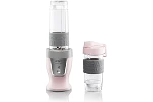 ‎ARZUM Arzum 500W Personal Blender Smoothie Maker, 570ml & 400ml BPA-freie Flaschen, Edelstahlklingen, Anti-Rutsch-Silikonring, Ein-Tasten-Bedienung, Pink