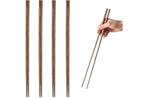 EQLEF Długie Pałeczki Do Gotowania, 4 Pary 38 cm / 14,9 Cala, Drewniane Chińskie Pałeczki Do Gorącego Garnka, Kuchni i Smażenia