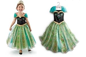 NICE SPORT Robes Enfant Princesse Anna La Reine des Neiges Cosplay Costume Déguisement Cadeau Anniversaire/Noël/Carnaval/Halloween