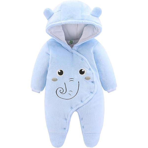 Combinaison Polaire Bébé Yuetide - Grenouillère Hiver Avec Capuche à Oreilles, Fermeture éclair, 0-12 Mois