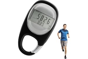 AQUOTA Pedometro digitale portatile 3D con clip e manuale utente in tedesco, ideale per jogging, escursionismo e corsa, funziona senza applicazione o telefono cellulare, nero