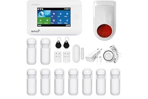 HUXGO, HXA006, Sistema de Alarma inalámbrico con 9 detectores de Movimiento y Segunda Sirena inalámbrica, Módulos: WiFi + gsm 4G LTE, aplicación Tuya Smart, SMS, Control Desde el teléfono, Espańol