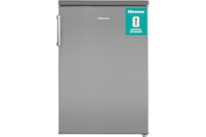 Hisense RL170D4BCE 133L Under Counter Larder Fridge with LED Lighting 56 × 84.5 × 57.5 cm (W×H×D), Stainless steel, Grey