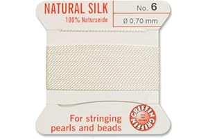 ‎CREATIVE-BEADS Creative-Beads Perlenfaden, Schnur, Perlseide zum auffädeln 2m lang mit flexiblem Drahtende als Fädelnadel Stärke 0,70mm weiß