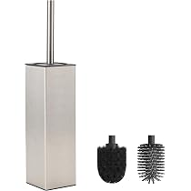 Portascopino cromato con setole nere in silicone e secchio interno