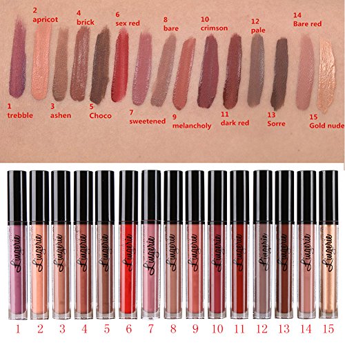 BOBORA 15 nackte Farben lang anhaltende fl¨¹ssige Lippenstift Matte Lip Gloss Set - 3