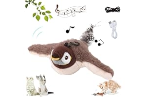 Longgaogao Interactive Chirping Bird Cat Toy, 2025 New Flapping Bird Cat Toy,Simulated Chirping Toy, Activity Toy for Swatting, Biting, Hunting Kitten Toys(Can't fly