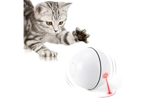 WWVVPET 2023 Juguete para Gatos, Bola de Juguetes con luz LED, rotación automática de 360 Grados y Carga USB Juguete Interactivo para Gatos, para Mascotas Perro Gatitos (Blanco nacarado)