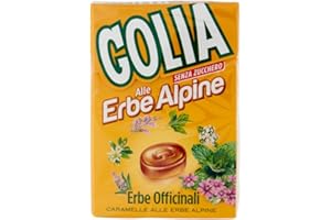 Golia alle Erbe Alpine Officinali, Caramelle Dure, Balsamiche con Estratti di Erbe, con Edulcoranti, senza Zucchero e senza Glutine, Confenzione da 1 Astuccio, Caramella Benefica e Balsamica