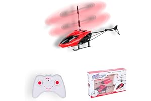 VGE Elicottero Telecomandato per Bambini,Giocattolo Volante RC,Atossico e Resistente a Cadute|One-Key Takeoff/Landing, Regalo aeroplano per Bambini 7 8 9 10 11 12 13 14+ Anni (Rosso)