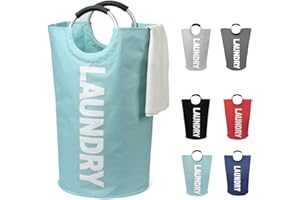 DOKEHOM 125L Bolsas Cestos para la Colada (7 Colores), Gran Servicio de lavandería, Plegable Bolsa de Lavado de Ropa Bin (Luz Azul)