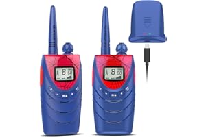 QNIGLO Q188 Spiderman Talkie Walkie Enfants Rechargeable,8 Canaux 2-5km Longue Portée,Activités de Plein Air Camping Randonnée Cosplay,Cadeaux de Noël et Jouet pour Garçon,Talkie Walkie Professionnel