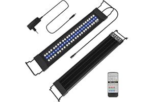 Yakimz Aquarium Eclairage LED, 18W Éclairages Aquarium, 5 DIY modes, 24/7 Modes, Luminosité Réglable, für 55-80cm aquariums, Croissance des plantes, modèles météorologiques multiples