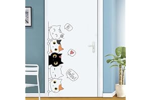 COLEXY Murale Adesivo Gatto da Parete, Cartoon Animal Art Decalcomania del Vinile, Adesivi Muro Gatti, Bambini Home Decor, Lucky Cat Wall Sticker, per Accessori Casa Arredamento