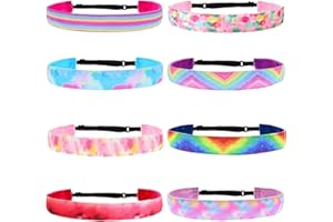 YANJIY Pack of 8 Hair Bands, Non-Slip, Colourful Children's Headband, Girls' Summer Tie Dye Hair Bands, Sports Hair Band, Perfect for Sports, Dance or Other Leisure Activities