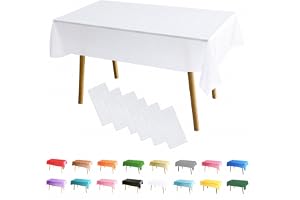 MOMAHUA 6-pack vita bordsdukar, festdukar, 137 x 274 cm rektangulära bordsskydd, stor avtorkningsbar plastbordsduk fest för p