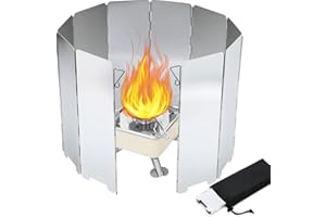 XIMEY Pare Vent Rechaud Pliable 9/10 Lamelles, Paravent Camping Gaz, Paravent Camping pour Rechaud Camping Gaz, Rechaud Gaz Bivouac, Réchauds de Camping, Camping Accessoires, pour Pique-niques