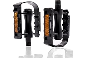 YUKNEES Pedali per bicicletta da strada, pedali per bici da città, in lega di alluminio resistente, pedali per bicicletta universale per mountain bike, bici da strada, trekking, una coppia (nero)