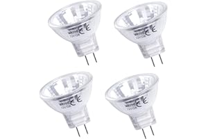 DoRight MR11 Halogen Bulbs 12V 10W, Dimmable GU4 Bi-Pin Base Spotlight Bulb Warm White 2800K 35MM Diameter Reflector Spot Lamp Glass Cover for Home Accent Recessed Track Landscape Lighting (4-Pack)