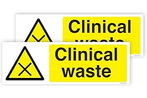 Pack of 2 Clinical Waste Sticker Clinical Waste Label (150 x 50 mm) Self Adhesive Waterproof Clinical Waste Stickers for Bin Sara Prints