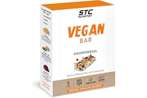 STC NUTRITION – Vegan Bar - Energieriegel - Proteinquelle - Ballaststoffreich - Erdnuss, Kerne und Cranberry - Anti-Doping - 100% vegan - 5 Riegel