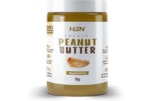 HSN Crema de Cacahuete 100% Natural | 1 Kg de Mantequilla de Maní Textura Suave y Cremosa - Smooth Peanut Butter | Sin Aceite de Palma, Sal ni Azúcares Añadidos | Vegano, No-GMO