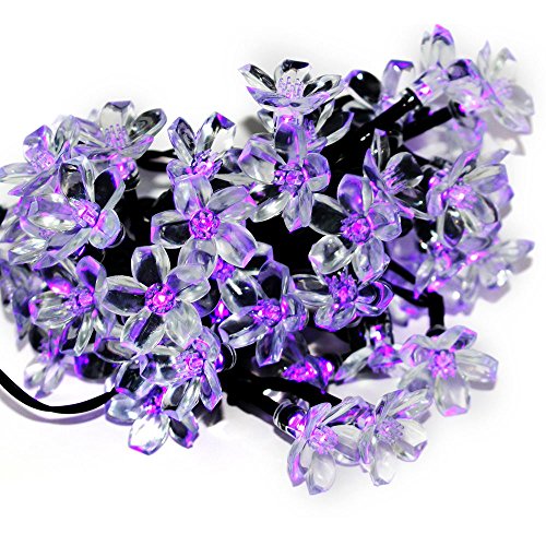 Kyson 50er LED Solar Lichterkette Blumen Garten Außen Lila 5 Meter, Solar Blüten Beleuchtung für Party, Weihnachten, Outdoor, Fest Deko usw. - 9