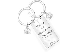 MYOSPARK Home is Wherever I'm with You Keychain Set Housewarming Gift for Couple Boyfriend Girlfriend
