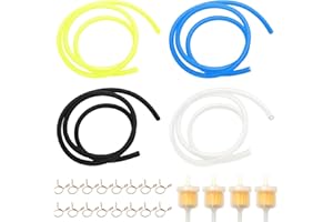 SacJkt Fuel Line Hose Kit, 4pcs Colorful High Temperature Resistant Petrol Pipe with 16 Hose Clamps and 4 Fuel Filters, Suitable for Motorcycle, Trucks, Cars, Scooter (1M)