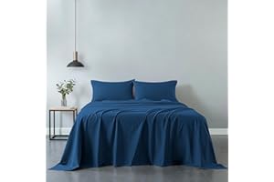 COTOPURO Lenzuola Matrimoniali Cotone - Completo Lenzuola 4 Pezzi in Premium Cotone 120GSM - Certificata OEKO-TEX® - Lenzuola Matrimoniali (per Materasso 160/180cm) Lussuoso Comodo - Blu Scuro