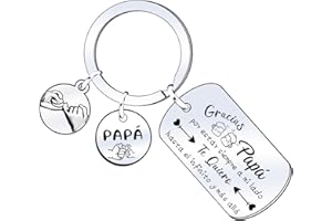 MNBVBV Regalo Llavero Papá Regalo Llavero Hombre Regalo del día del Padre Regalo de Cumpleaños de Navidad Argento, L