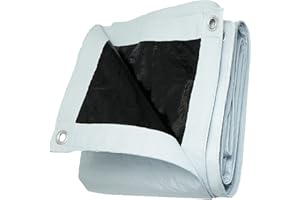 VVFLED 3mx4m Heavy Duty Tarpaulin White/Black Reversible Groundsheet, Waterproof Tarpaulin Durable UV Resistant Camping Sheet with Eyelets for Outdoor Furniture Shed Roof Barn Kennel Hutch 140GSM Tarpaulin