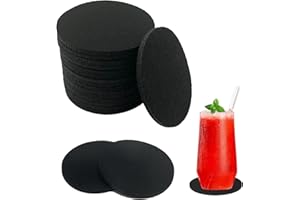 FIVEMILEBRO 20 Piezas Posavasos de Fieltro Redondos, Posavasos de Fieltro, Posavasos Redondos, Lavables, para Bebidas, Café, Té, Cerveza, Tazas (Negro)