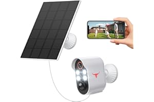 SUNNYJANE Security Cameras Wireless Outdoor with Solar Panel, 1080P Battery Power WiFi Surveillance, Indoor Home Camera with 2-Way Talk, Smart AI Human Detection, Color Night Vision, Live View (4 Spotlights)
