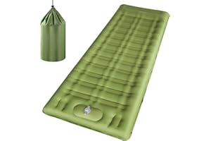 LINENIX Matelas Autogonflant, Camping, Matelas Gonflable 1 Place, 12cm D'épaisseur, Trekking, Randonnée Ultra Léger, Portable avec Oreiller Intégré et Pompe à Pied