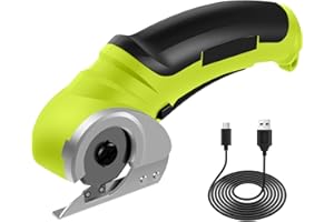 FYEME 4,2V Kartonschneider Elektrisch 23×10×5cm Elektrische Schere USB Aufladung 2000mah Drehbar Pappe Schneiden Gerät zum Schneiden von Stoff Gewebe Leder Teppich Kunststoff Pappe (Grün)