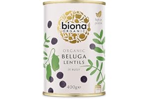 Biona Organic Canned Black Beluga Lentils 400g (Pack of 6)
