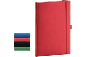 NOTIQUE Taccuino a righe, con copertina rigida, 15 x 21 cm, 192 pagine (rosso, a righe)