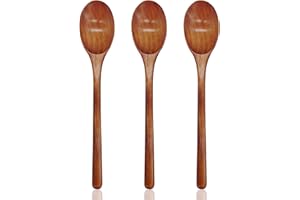EQLEF Drewniane łyżki z długim uchwytem, 23,5 cm, drewniane łyżki do mieszania, łyżka do zupy, drewniane łyżki stołowe, mała drewniana łyżka do pieczenia, mieszania (3 szt.)