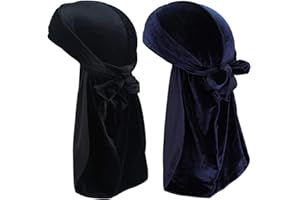 JARSEHERA Velluto Durags per Uomini Onde 2/4 Paia Extra Lungo Coda Du-rag Più Colori Du Stracci per Onde per Onde