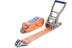 UNITRAILER Sangle d’arrimage à cliquet 4 m x 50 mm – Charge directe 2,5T (2500 daN) / en cerclage 5T (5000 daN) – pour remorque, Camion, Transport sécurisé