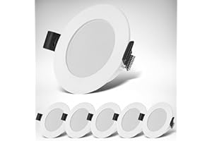 ‎B.K.LICHT B.K.Licht – 6er Set LED Einbaustrahler 230V, LED Strahler für das Badezimmer Spritzwasserschutz IP44, Neutralweißes Licht, Deckenstrahler, Spots, Deckenspots flach, 85x25mm (DxH), Weiß