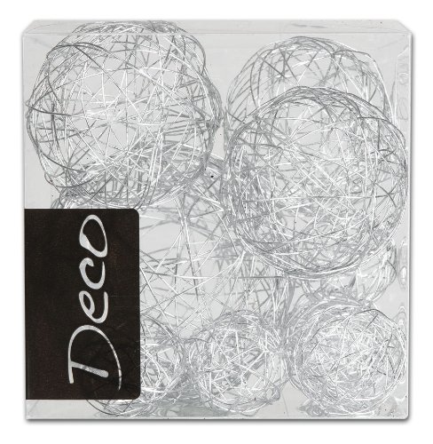 10er Set Drahtbälle - 3 verschiendene Größen - Farbe: silber