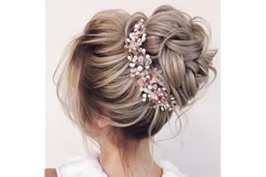 BERYUAN Women Pearl Wreath Vintage Gold Leaf Long Hair Vine Piece Wedding Hair Accessory Gift for Her Crystal Hair Piece Party Headress for Bride Bridesmaid Girls (gold)