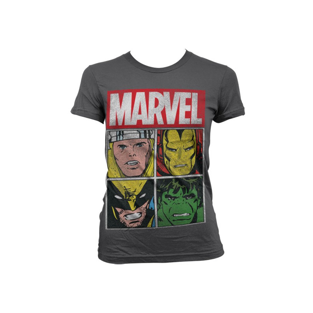 Marvel-Distressed-Characters-dames-T-shirt-grijs-Superhelden-Televisie-merchandise-strips