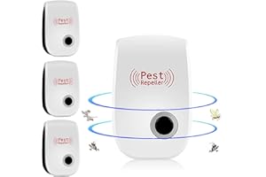 WOENVIUTR Appareil Ultrason Souris pour Répulsif Intérieur Dispositif Anti Insectes, Moustiques, Cafards, Rats, Araignées 4 Pack