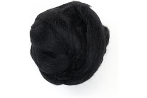 Kondoos Gefärbtes Wollvlies, wool roving, 225 gr. beste Qualitätsnaturwolle zum Nadelfilzen, Nassfilzen, Filzwolle Trockenfilzen, Spinnen und für Kunsthandwerkliches geeignet. (total schwarz, 8oz)