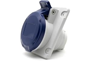 DOJA BARCELONA DOJA Industrial | BASE INDUSTRIAL EMPOTRAR HEMBRA 220V - IP44 | 32A - 2P+T (3 Polos) | Base Empotrable Monofasica Pared | Enchufe Industrial de 3 Pines | Enchufe Caravana, Conector Camping