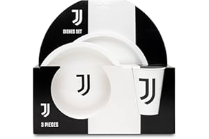 ILS I LOVE SHOPPING Set Regalo Ufficiale con 2 Piatti e Bicchiere Tifoso Bianco Nero
